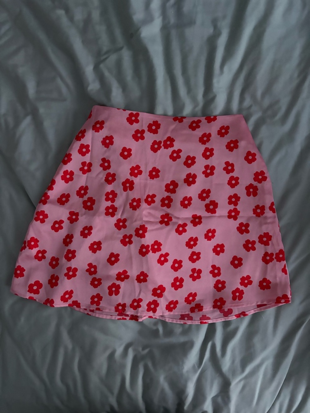 Pink Floral A-Line Mini Skirt